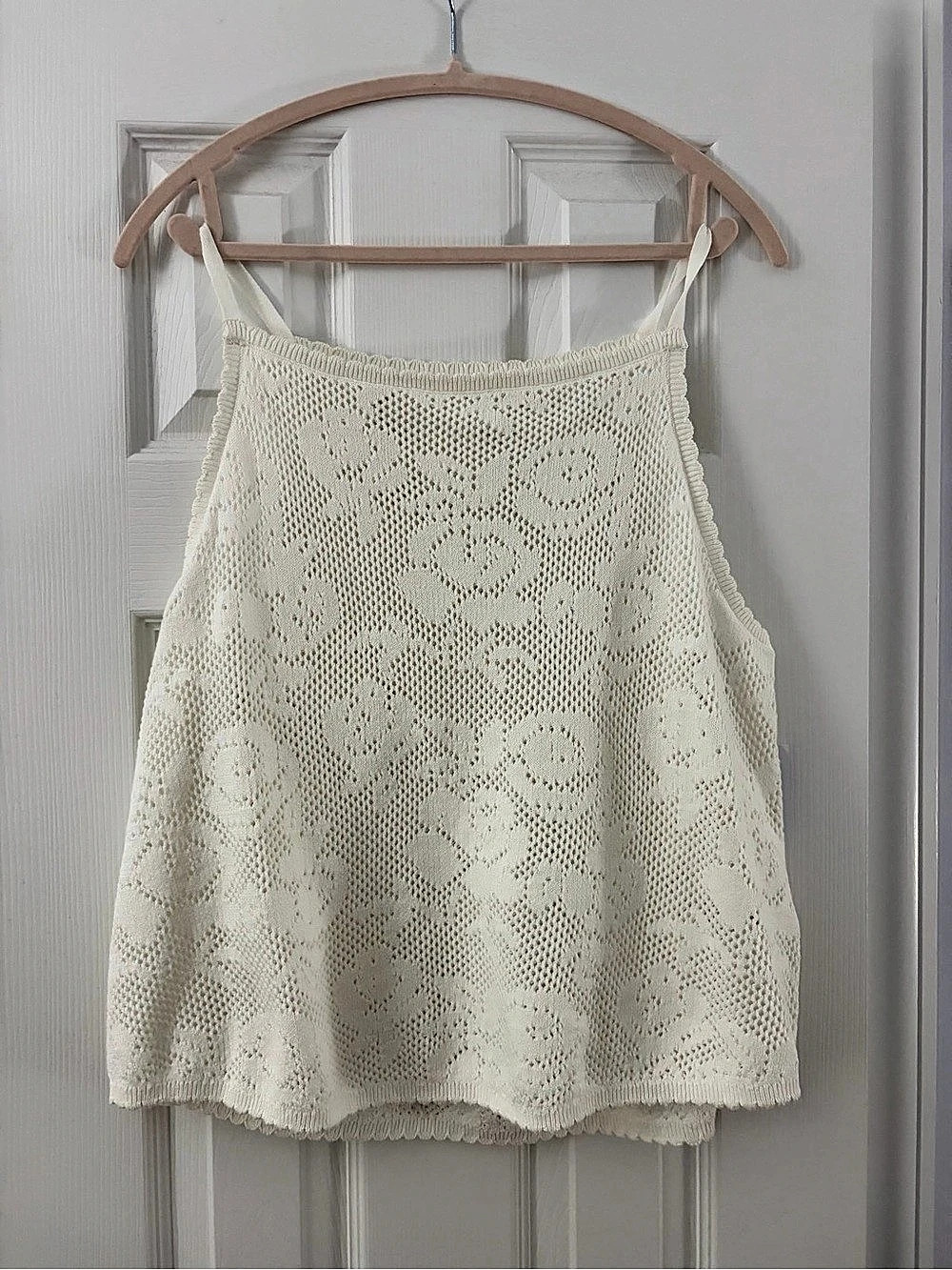 Old Navy Seaside Cotton Open-Weave Apron Tank Top Floral Cotton Camisole